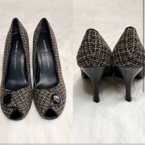 Chinese Laundry Brown/Black Peep Toe Pumps Size 8.5
